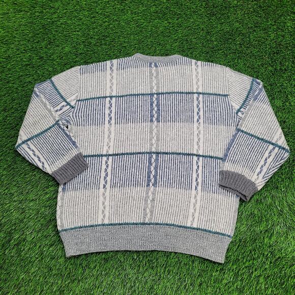 Vintage 90s Jantzen MOD Sweater Large 22x25 Gray - Picture 2 of 10